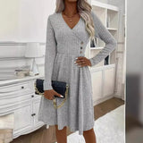 2025 Autumn And Winter Fashion Temperament Pure Color V-Neck Spliced Sweater