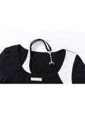 Patchwork T Shirt Women Y2k Style Crop Top O-neck Tshirt Streetwear Slim Sexy Hollow Out Irregular Short Sleeve