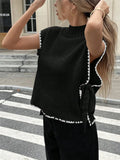 Women's Sleeveless Sweater Vest Simple Design Bumpy Bow Tie With