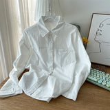 Gentle Wind Loose Soft Milk Powder Folded Chic Small White Shirt Women's Spring Casual