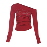 Sales Of 100,000] Trendy Letter Scald Collars With Long-Sleeved T-Shirt Girls Folded Thai Hottie