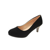 High Heels Women Thin Heel Round Head Waterproof Table Professional Work Shoes Black 5-7Cm Student Interview Single Shoes