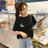 Colors T-shirts Women Candy-color Button Korean Style Chic Trendy College Students Ulzzang Teens Girls Summer Leisure