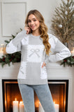 And Winter New Christmas Sweater Women's Loose Knitted Jersey Square Bow Bump Color