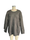 Wind White Label Decoration Rotten Sweater Women Lazy Wind Loose Long-Sleeved Hot Girls Autumn And Winter Clothes