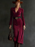 Autumn And Winter Velvet Temperament Waist Suit Collar Open Dress Dress With