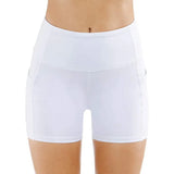 Shorts Solid Color High Waist Pocket Hip Tight Three-Point Hot Pants Running Training Fitness