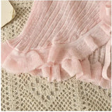 Ruffles Cardigan Slim Women Casual Transparent Sweater Shirts Lady Thin Solid Coats Female Crop