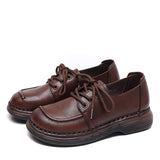 Layer Of Kraft Hand Hand-Skinned Soft Soles Casual Leather Shoes Women's Autumn New Comfortable With Kraft Single Shoes Retro Women's