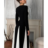 Sexy Women's New Sexy Black And White Splicing Long-Sleeved
