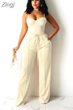 Sexy Casual 2 Piece Set Women Workwear Sleeveless Crop Tops High Waist Wide Leg Pants Suit Office Lady Party