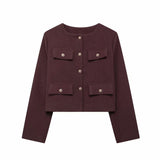 New Clip Round Collar Short Jacket