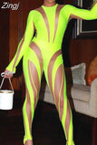Casual Patchwork Bodycon Bodysuit for Women Fashion Long Sleeves O-Neck Bodycon One Piece Outfits Casual High