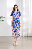 Banquet Famous Wind V-Neck Short-Sleeved Body-Brace Three-Dimensional Flower Lace Dress 2025