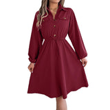 Shooting 2025 Autumn And Winter Leisure Button Tie With Waist Long-Sleeved Shirt Skirt Women's