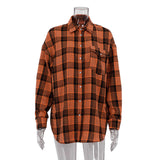 Zingj New Vintage Plaid Shirt Women's Casual Plaid Top Versatile Lapel Loose Medium Long Shirt-Outfit