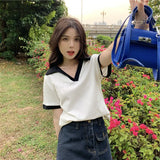 Zingj 2024 New Top Short Ins Fashion Design Sense Small Minority Sweet Spicy Wind Pure Desire Hot Girl Short Sleeve T-Shirt