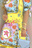 Women Off Shoulder Summer Mini Dress Sexy Short Sleeve Bow Tie Print A Line Party Short Dresses Vestidos