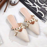 New Bao Head Half Dragging Cool Drag Female Tip Flat Rivet Outside Wearing Lazy Muller Shoes Small Size