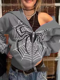 Spider Print Zip-Up Hoodie- Outfit