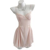 Sexy Ice Silk Pyjamas Women Pure Wind Autumn Winter Lace Tidive Breast Pad With Pajamas 2025 New