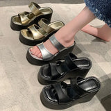 And Loose Cake Thick Bottom Slippers Women Summer Wear High And Cool Drag 2025 New Word Slippers