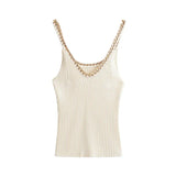 2025 New Slim Slim Lace Stitching Sling Vest 4192017 Metal Knit