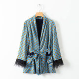 And Winter New Style Plumage Casual Suit Jacket Printed Pendant Wide-Leg Trousers