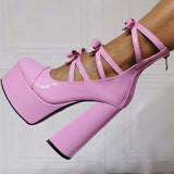 Bow Lolita Pink Water Table Coarse Size 47 High Heel Women Cool Boots