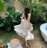 Zingj Holiday Backback Satin Sling Dress Female Early Spring 2023 New High Waist Slim Advanced Feeling