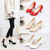 Supply High Heel Round Leather Professional Work Shoes Fashion High Heels Women's Shoes Four Seasons Shallow Single