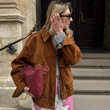 Explosion Women's Retro Makes Old Fashion Pilot Jacket Curry