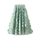 Industry Three-Dimensional Wave Point Black Mesh Half-Body Dress 2025 New Design Sense Hepburn Style Long Umbrella Skirt