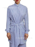 Women's Striped Long Shirt Casual Long Sleeve Dress