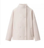 Women's Clothing INS Burst Double Buckle Solid Color This Sub-Quilt Collar Loose This