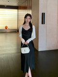 Xixi 13 Lines 2025 Spring And Summer New French Retro Collar Temperament Pearl Hanging Joint Dress