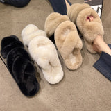 Three Types Of Wool Slippers Women Wear 2025 New Autumn And Winter Cotton Drag Home Korean