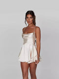 Summer New Sexy Slimming Bare Back Solid Color Sling Dress