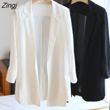Women Thin Summer Solid Femme Notched Chic Ulzzang Chiffon Streetwear Simple Cozy Temperament Sun-proof Outwear