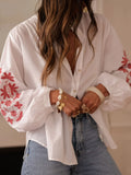 Women's Autumn And Winter Women's Stick Long-Sleeved National Wind Shirt 2025 Autumn Thin Elegant Shirt Loose