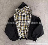 Open-Shirt 2025 New Lattice Garlet Printing National Tide Treasure Boy