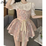 Summer Vintage Floral Sexy Dress Women Elegant Party Fairy Dresses Female Korean Fashion Designer Chic Holiday Kawaii