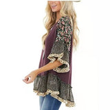 Spring And Summer Women's Bat Sleeves Colored Leopard Colored Leopard Prints In-Sleeve