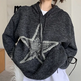 Star Jacquard Hooded Pullover SweaterOutfit