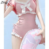 Women Bandage Sweet Sexy Slim Bow Simple Swimwear Beach Style Ulzzang Patchwork Design Summer Basic Students