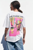 2025 New Women's Round Collar Short Sleeve Contrast Color Print T-Shirt 5644156
