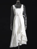 Holiday Style High-End Irregular Sleeveless Dress 2025 New Design Printing Waist Thin Dress