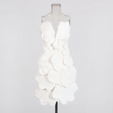 Temperament Sexy Breast Short Dress 2025 Summer New Fashion Flowers Spliced Sleeveless Design Short Dress