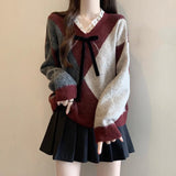 Red Riger Sweater Woman 2025 Spring New Large-Size Fat Lys V Collar Knitted Christmas Shirt Retro