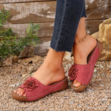 Slippers Women 25 New Slope And Exposed Toe Wearing Flower-Shaped